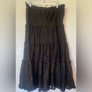 Metallic tiered maxi skirt